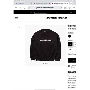 Jones Road Black & White Classic Crewneck oversized fit Sweatshirt XXL